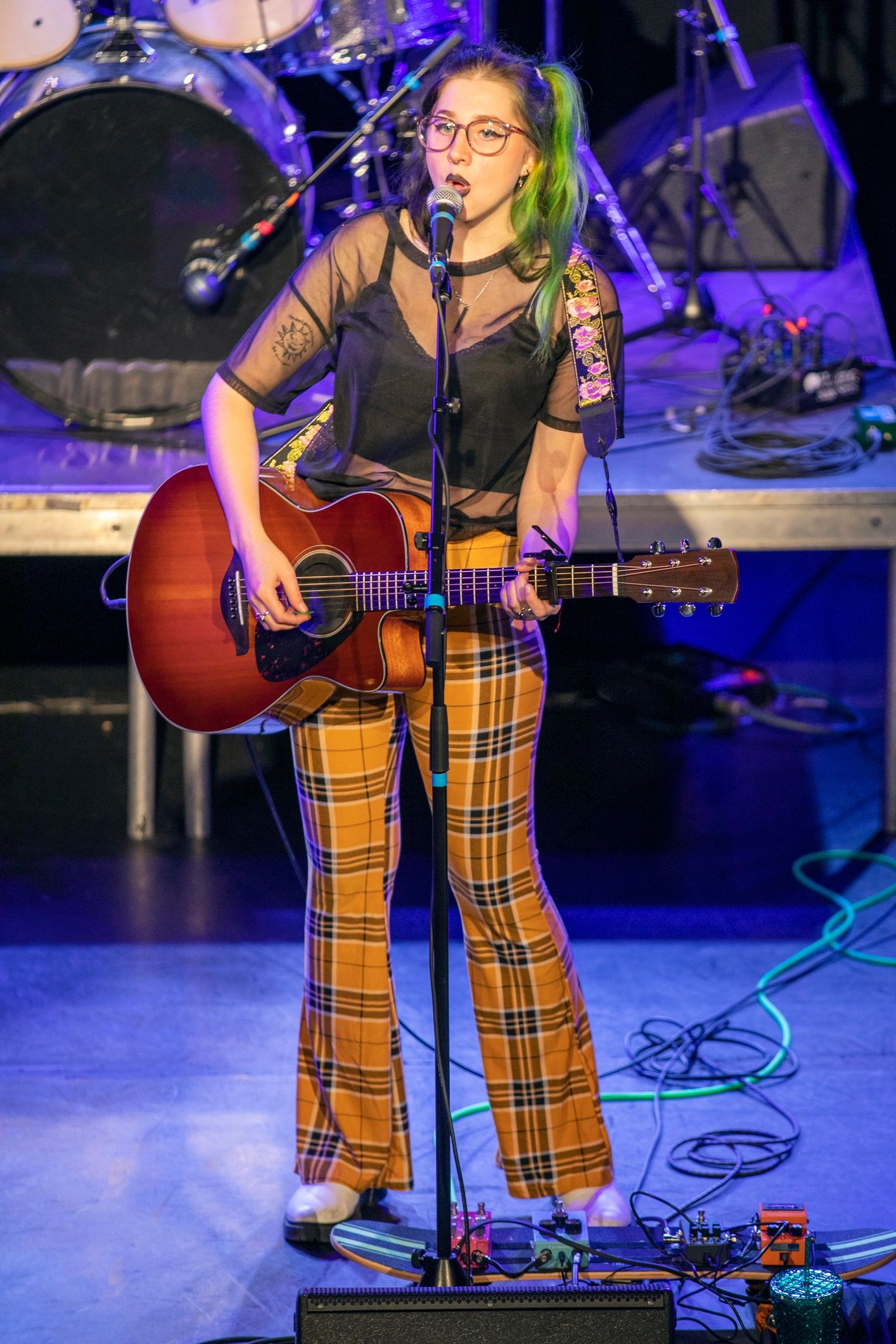 Singer-songwriter performing live on stage