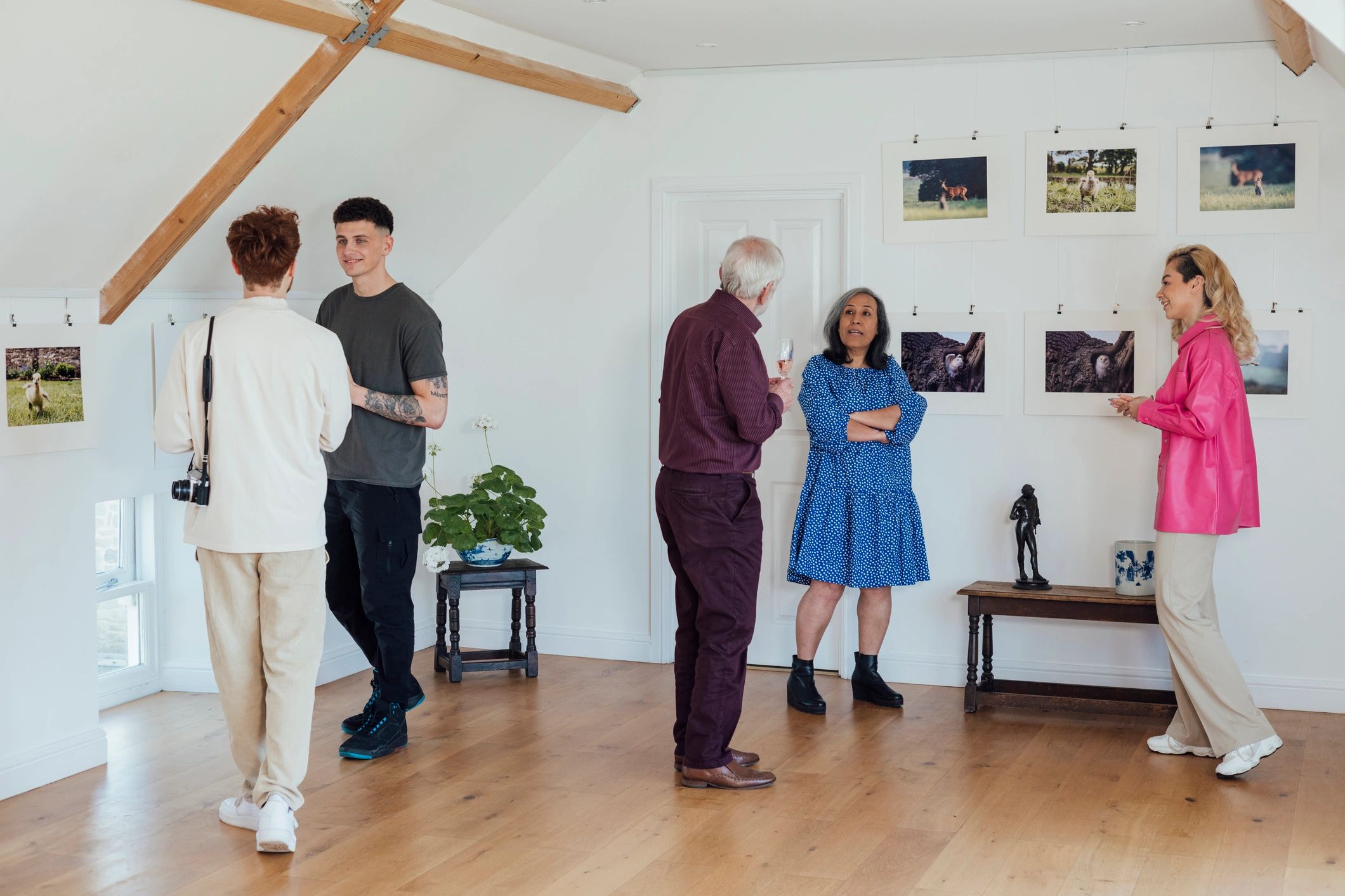 Visitors viewing a photography exhibition