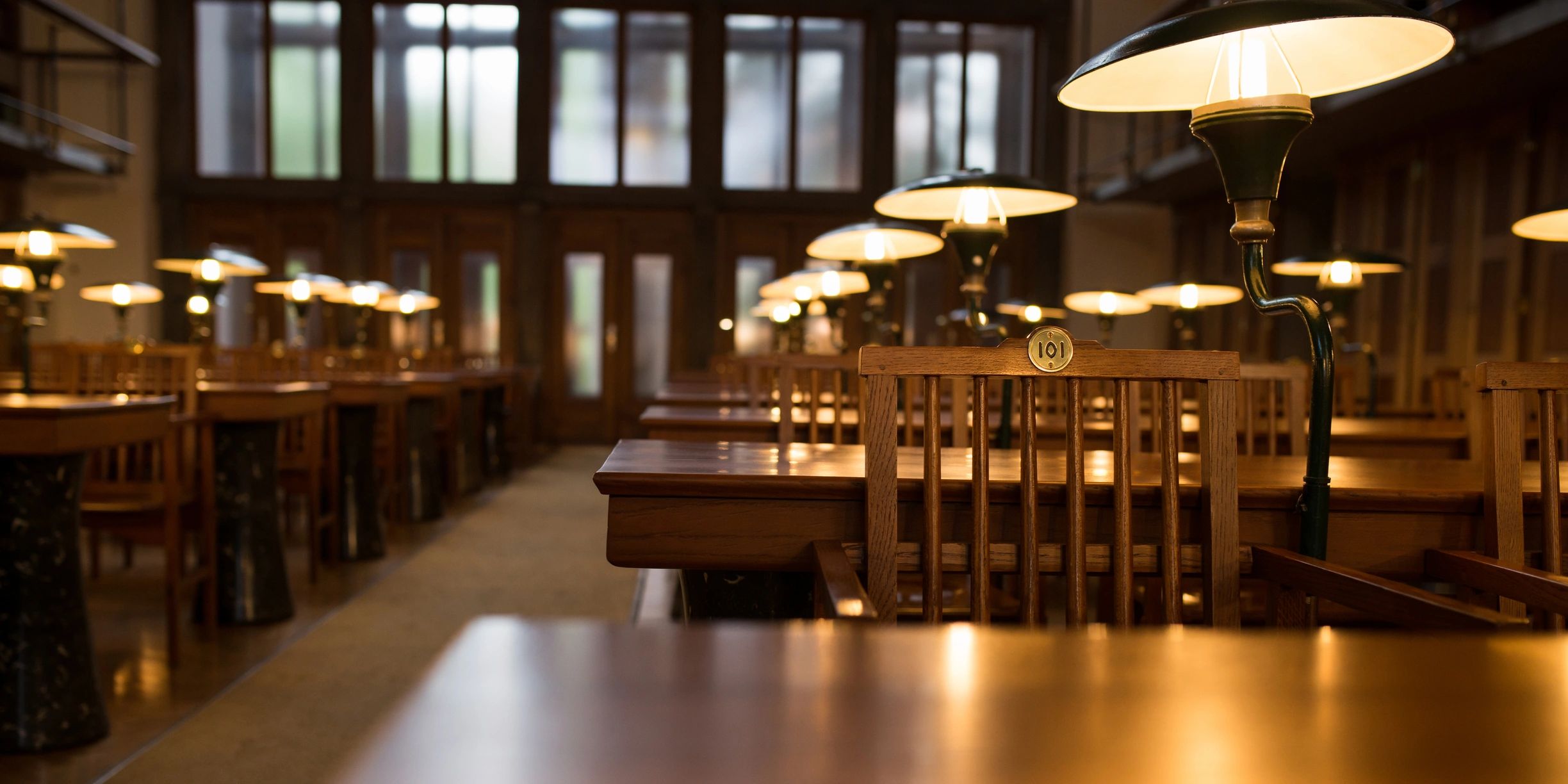 Historic library shelves representing research and storytelling